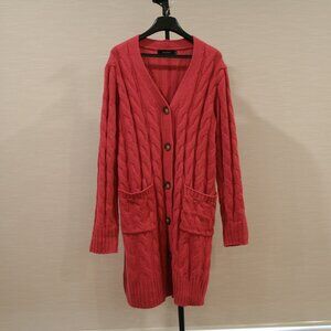 Fashion Sweater  Women's Size XL Pink Cardigan 2 Pockets Cable Knit